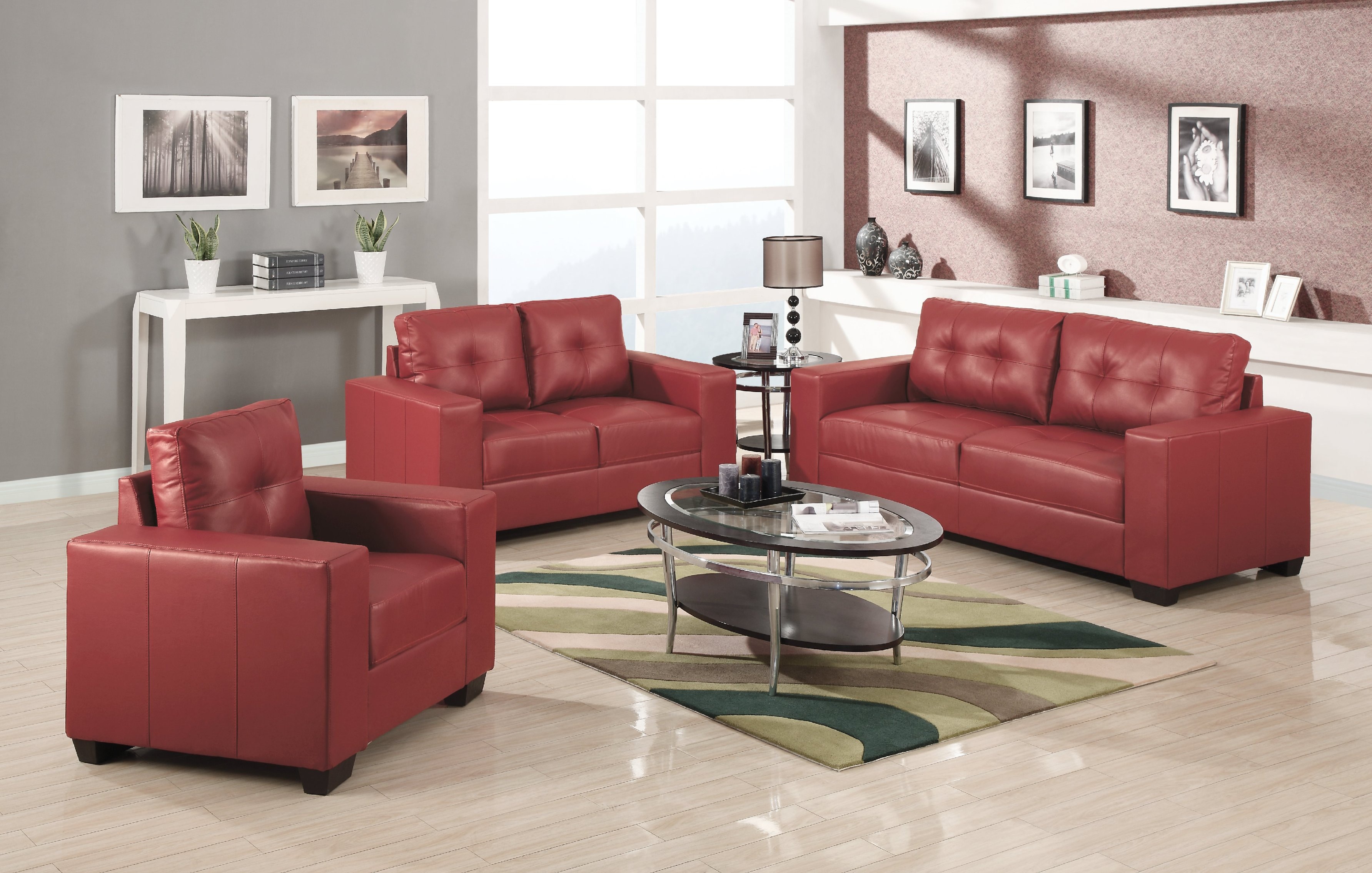 clubhaus クラブハウス　レッド　XL Cindy Crawford Calvin Heights 5 Pc Cardinal Red Microfiber Living